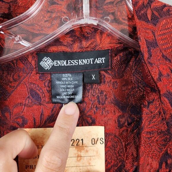 Women's Endless Knot Art Blouse Red Katcha Long Sleeve One Size NWT - Picture 5 of 9